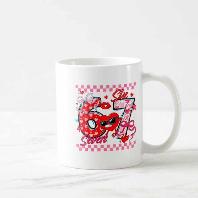 Taza De Café Valentine 67 Six Seven Meme Dabbing Hearts Matchin (Derecha)