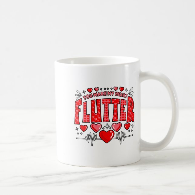 Taza De Café Valentine Cardiac Nurse You Make My Heart Flutter  (Derecha)