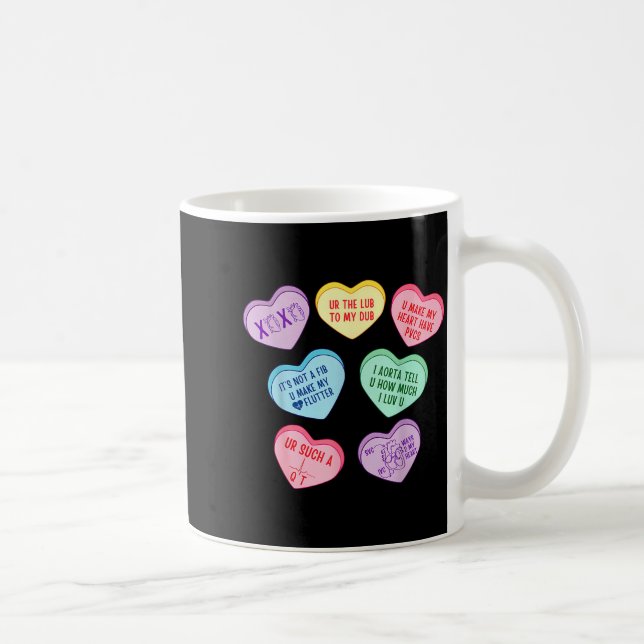 Taza De Café Valentine Cardiologist Hearts Candy Ekg Tech Telem (Derecha)