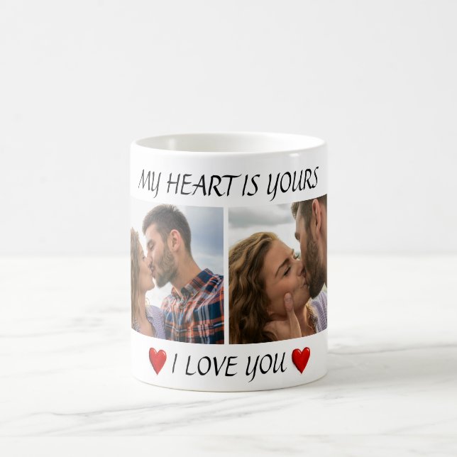 Taza De Café Valentine Coffee Mug I Love You with Couple Photos (Centro)