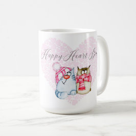 Taza De Café Valentine - Corazón de gato Personalizado del día 