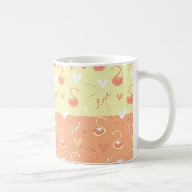 Taza De Café Valentine Day Heart Love escrito en Naranja amaril (Derecha)