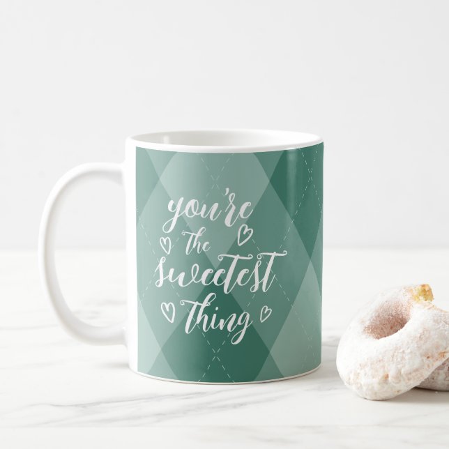 Taza De Café Valentine eres el mejor argyle verde (Con donut)