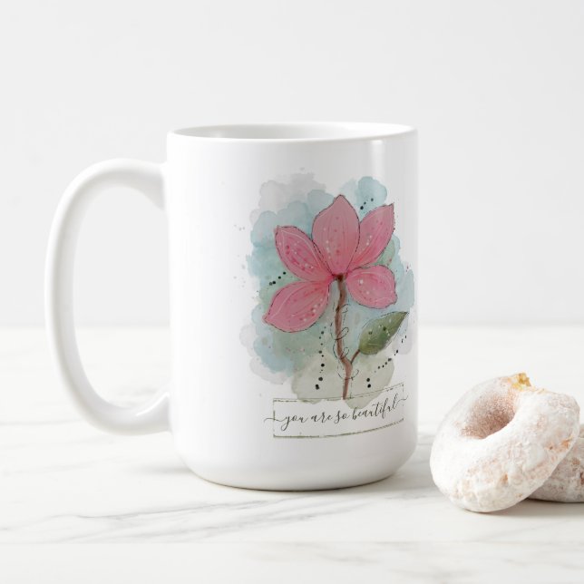 Taza De Café Valentine, Eres Tan Hermosa Flor acuática (Con donut)