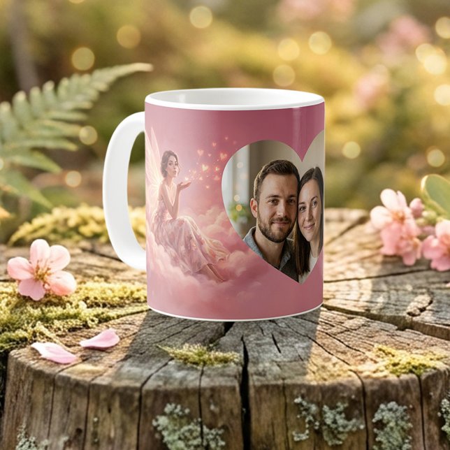 Taza De Café Valentine Fairy on Pink Clouds Fantasy Art Photo (Subido por el creador)