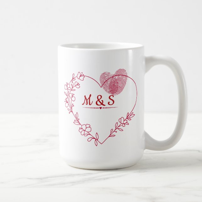 Taza De Café Valentine Fingerprint Heart  Mug (Derecha)