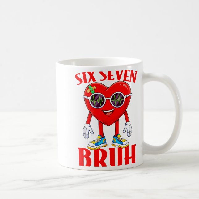 Taza De Café Valentine Funny Six Seven Bruh Meme 67 Heart Lover (Derecha)
