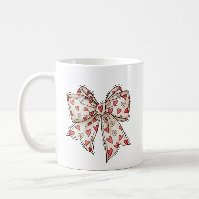Taza De Café Valentine Heart Bow Cute Ribbon (Izquierda)