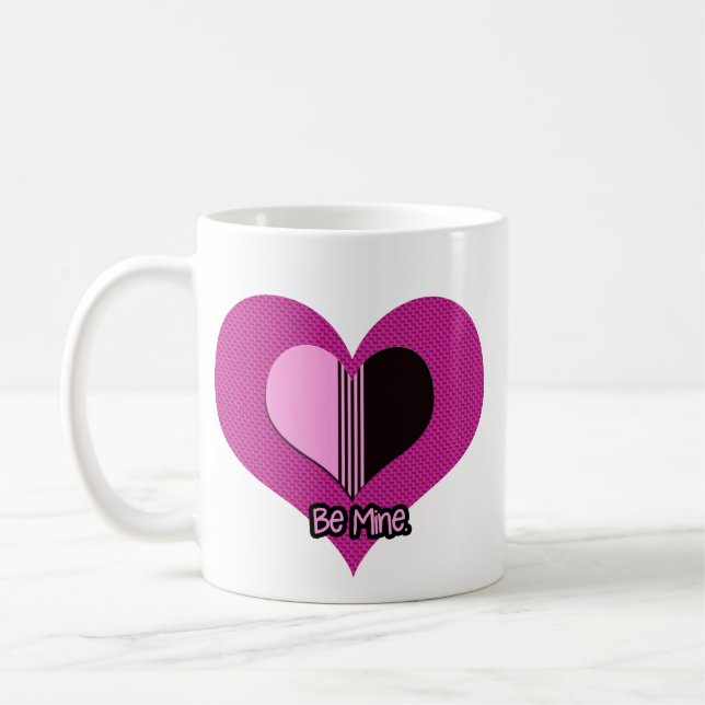 Taza De Café Valentine Heart Pink and Black Be Mine (Izquierda)
