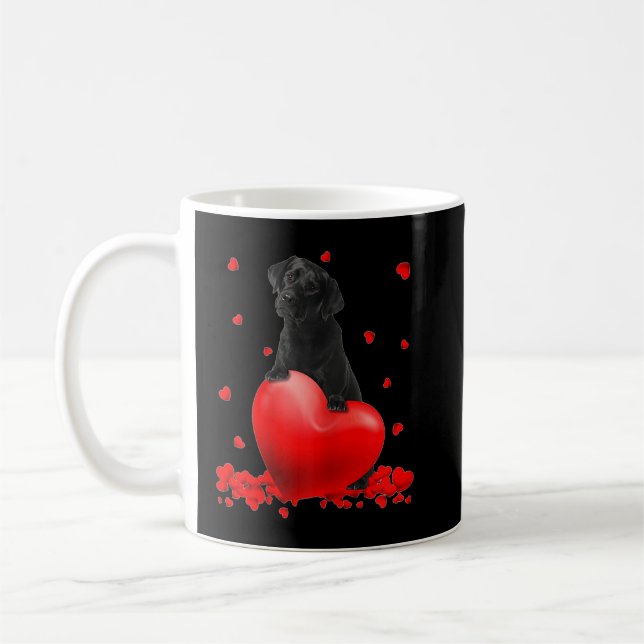 Taza De Café Valentine Hearts Black Labrador Dog Tee (Izquierda)