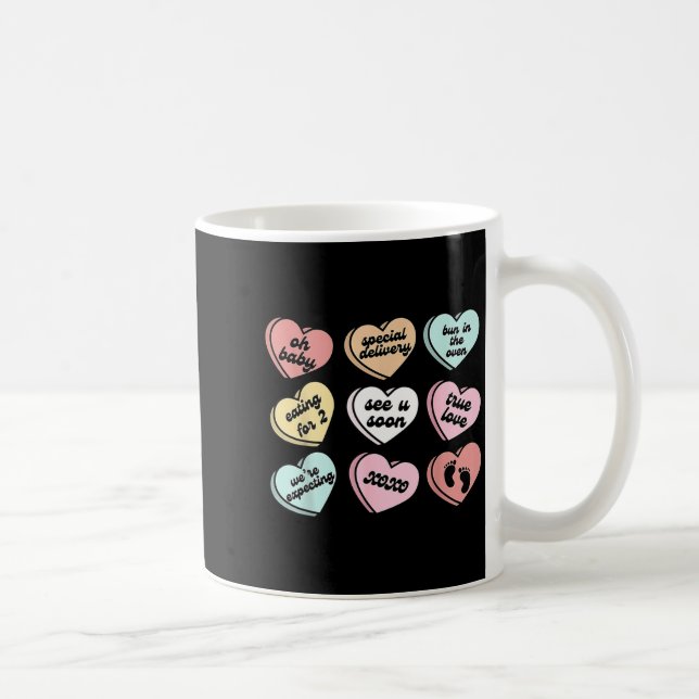 Taza De Café Valentine Hearts Candy Pregnancy Announcement Baby (Derecha)