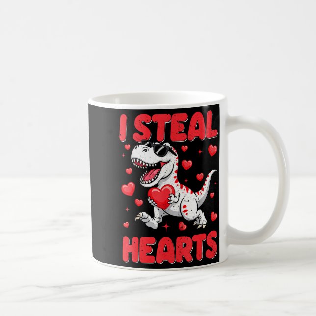 Taza De Café Valentine I Steal Hearts Trex Dino Toddler Kids Ba (Derecha)