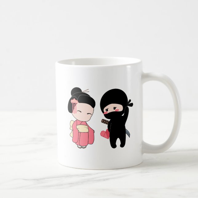 Taza De Café Valentine Ninja y Geisha (Derecha)