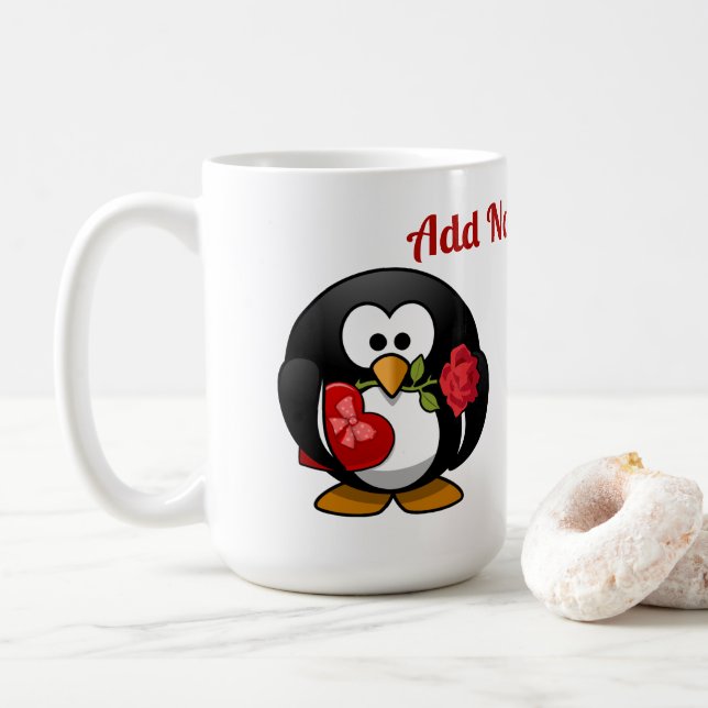 Taza De Café Valentine Penguin (Con donut)
