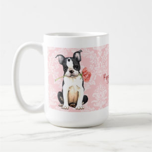 Taza De Café Valentine Rosa Boston Terrier