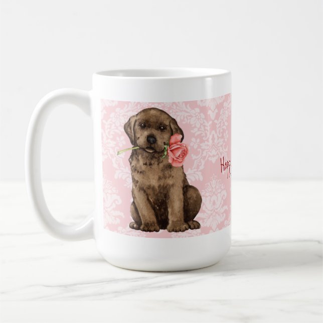 Taza De Café Valentine Rosa Chocolate Lab (Izquierda)