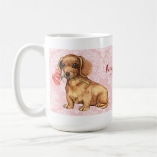 Taza De Café Valentine Rosa Dachshund