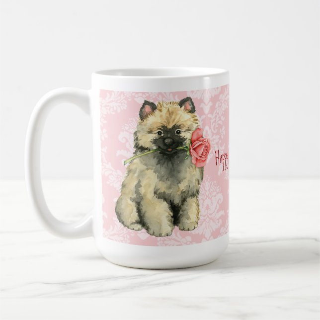 Taza De Café Valentine Rosa Keeshond (Izquierda)