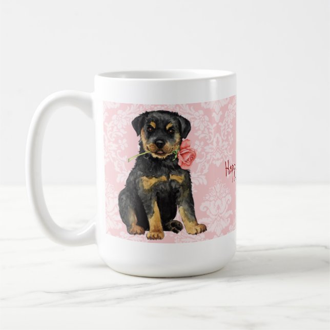 Taza De Café Valentine Rosa Rottweiler (Izquierda)