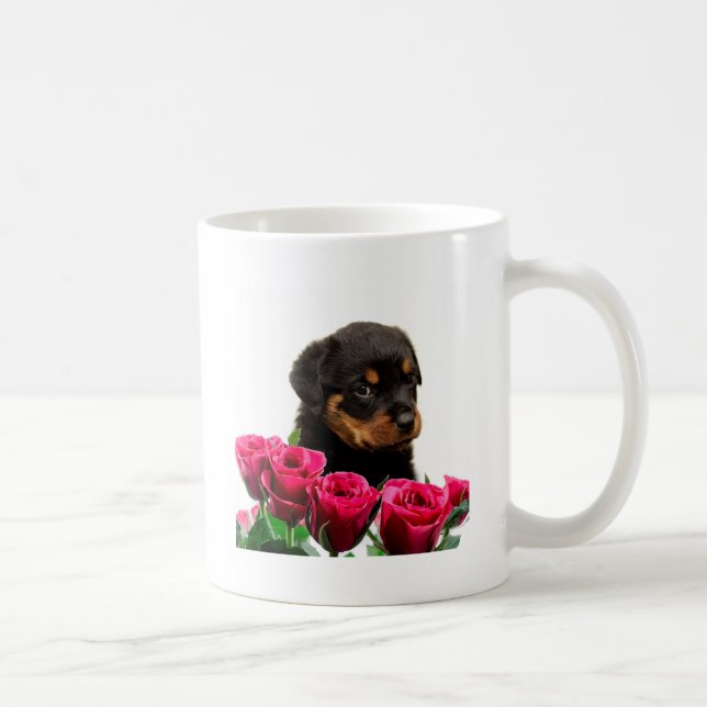 Taza De Café Valentine Rosa Rottweiler Puppy (Derecha)