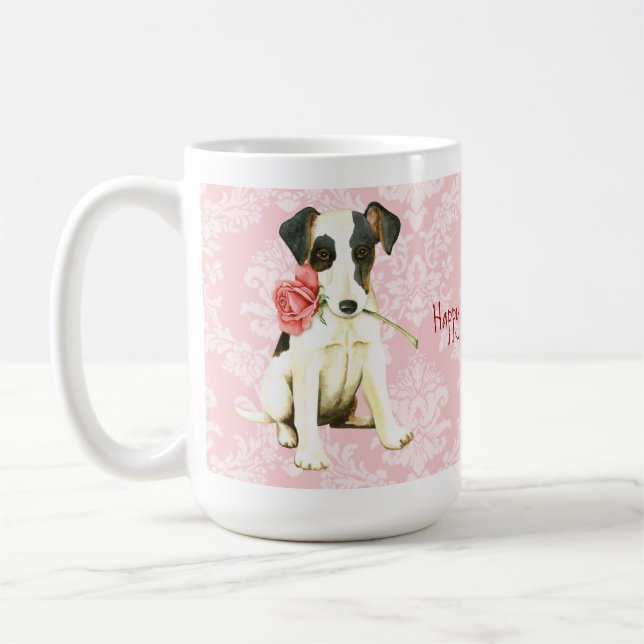 Taza De Café Valentine Rosa Smooth Fox Terrier (Izquierda)