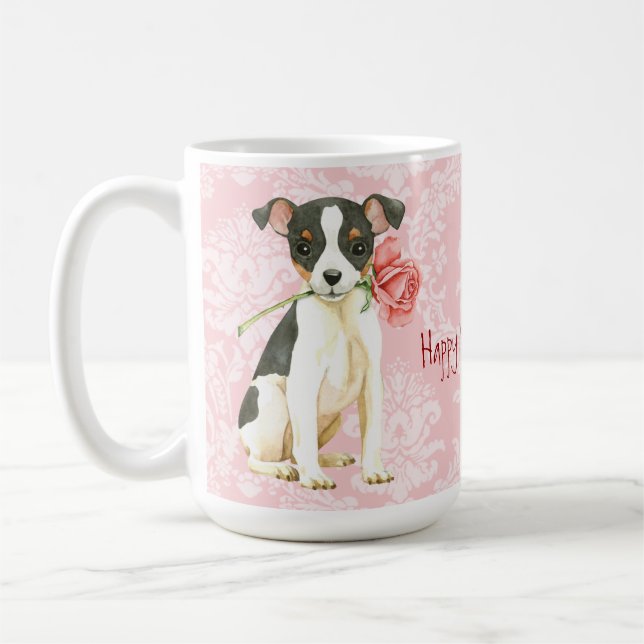 Taza De Café Valentine Rosa Toy Fox Terrier (Izquierda)