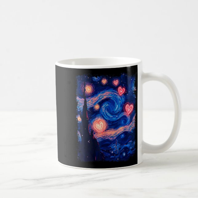 Taza De Café Valentine Van Gogh Starry Night Heart Matching Cou (Derecha)