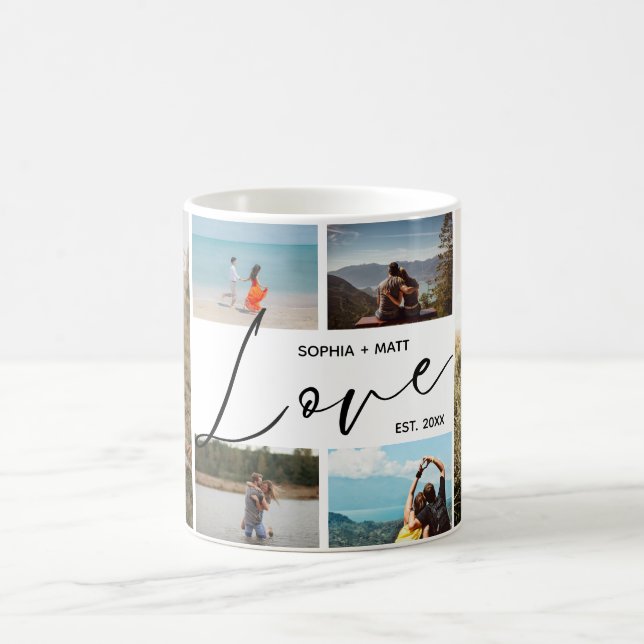 Taza De Café Valentines Couples Keepsake Photo Collage (Centro)