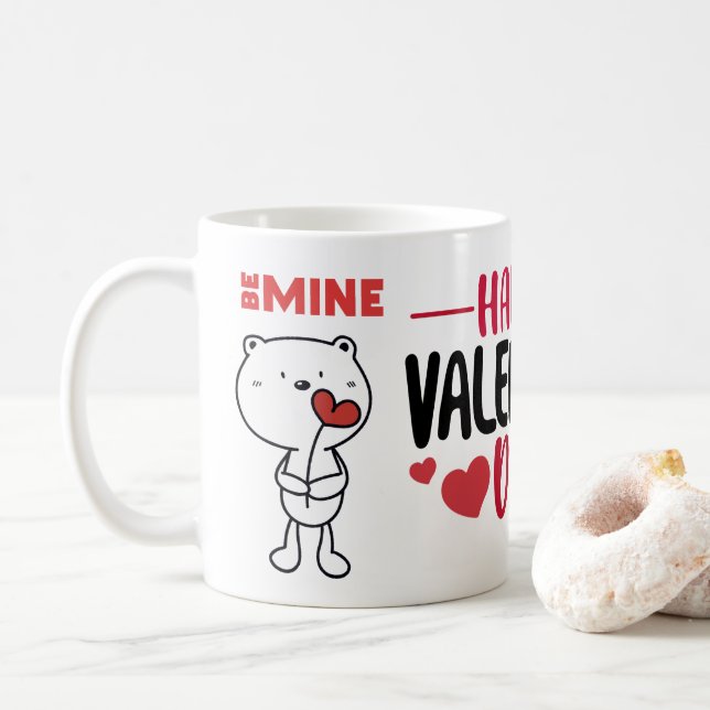 Taza De Café Valentine's Day Bear Love Heart (Con donut)
