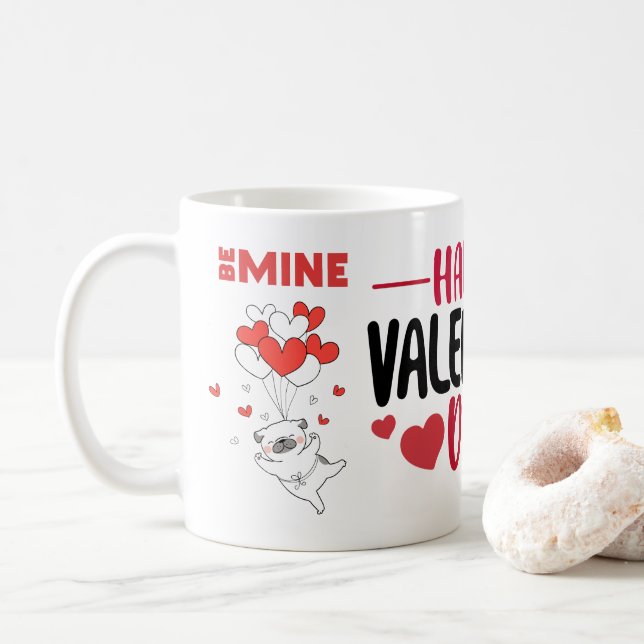 Taza De Café Valentine's Day DogLove Heart (Con donut)