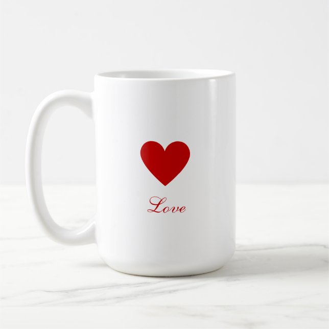 Taza De Café Valentine's Day Elegant Red Heart Love (Izquierda)