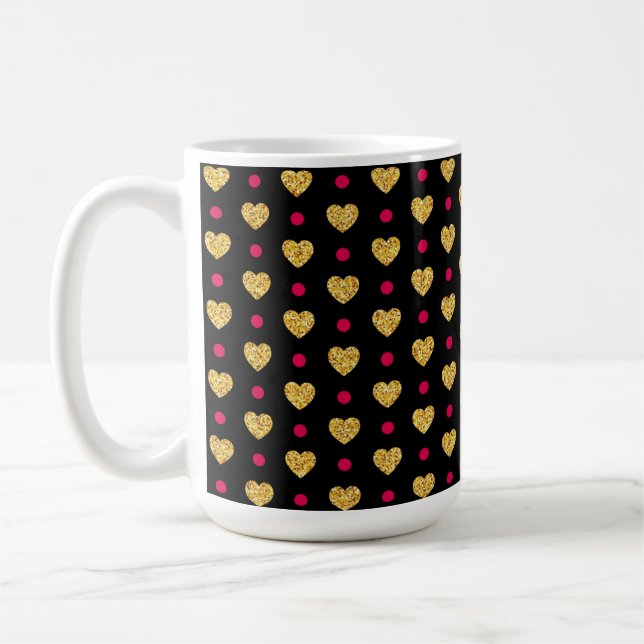 Taza De Café Valentine's Day Gold Hearts Pattern-23655 (Izquierda)