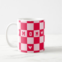 Taza De Café Valentine's Day Heart Checkered Mom Mug