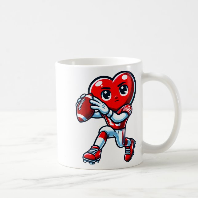 Taza De Café Valentines Day Heart Quarterback Football Srts  (Derecha)