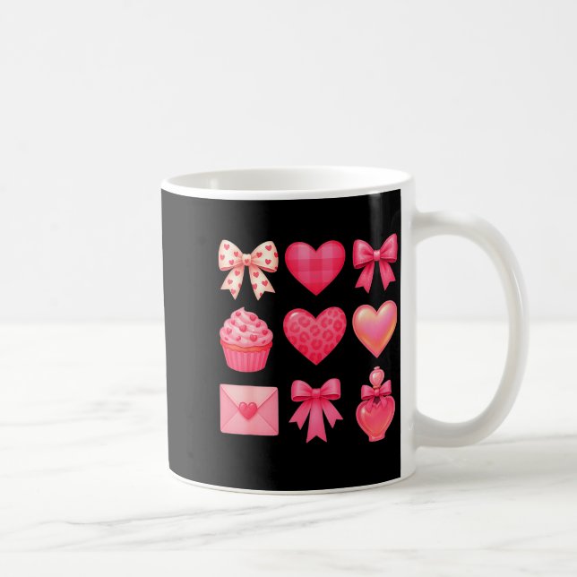 Taza De Café Valentines Day Hearts Leopard Coquette Bow Party W (Derecha)