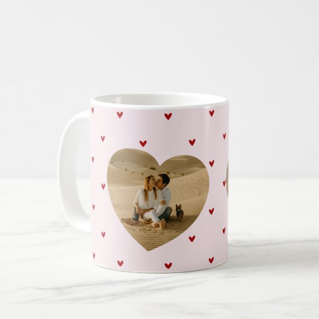 Taza De Café Valentine's Day Hearts Red Pink Photo (Anverso izquierdo)