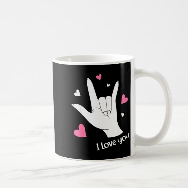 Taza De Café Valentines Day I Love You Hand Sign Language Asl H (Derecha)
