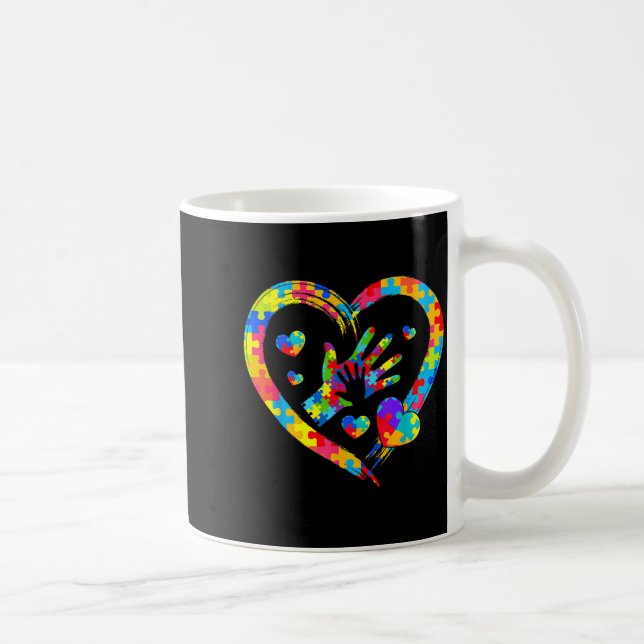 Taza De Café Valentines Day Love Heart Autism Awareness Puzzle  (Derecha)