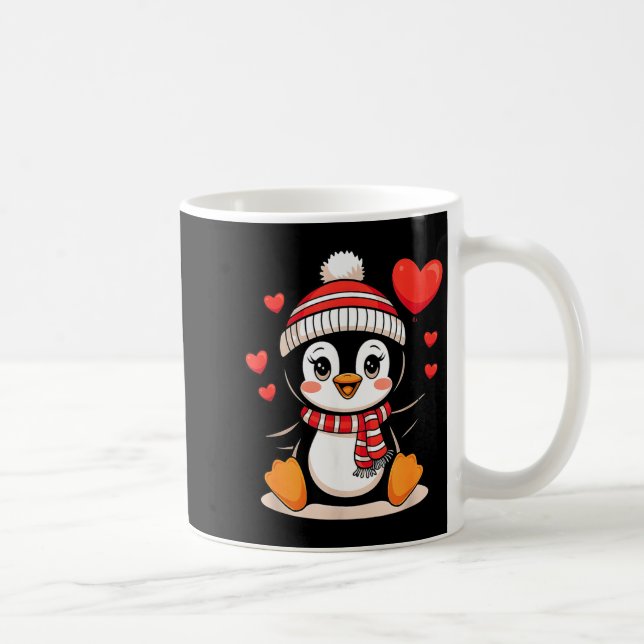 Taza De Café Valentine's Day Penguin Heart Balloon Cute  (Derecha)
