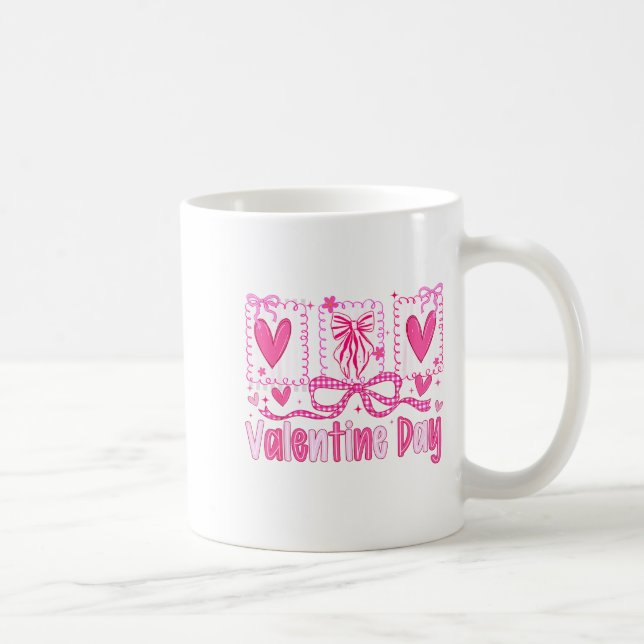 Taza De Café Valentines Day Preppy Hearts Coquette Bow Women Gi (Derecha)