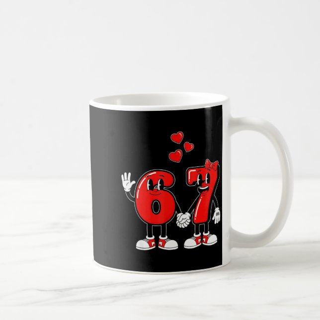Taza De Café Valentine's Day Six Seven Hearts 6 7 Meme Gen Alph (Derecha)