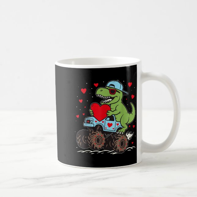 Taza De Café Valentines Day T Rex Riding Monster Truck Funny To (Derecha)