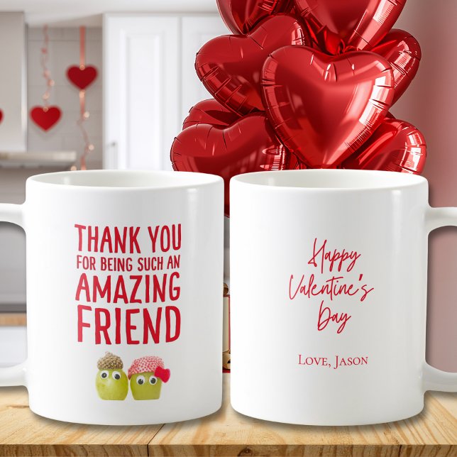 Taza De Café Valentine's for Vegan Friend - Cute Fruits Thanks (Subido por el creador)
