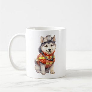 Taza De Café Valiente bombero Siberian Husky Dog honrando