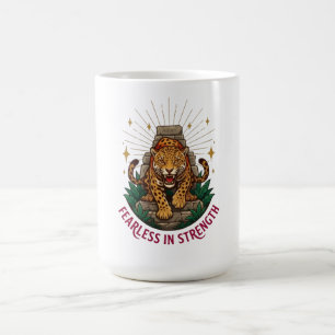 Taza De Café Valiente en fuerza Gráfica de Jaguar Azteca para M