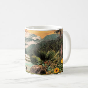 Taza De Café Valle Tropical Surrealista con Palmeras