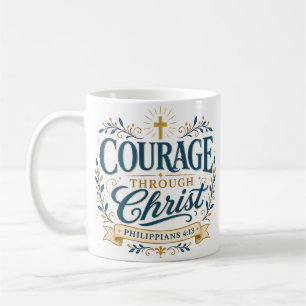 Taza De Café Valor a través de Cristo Agradecimiento al Pastor