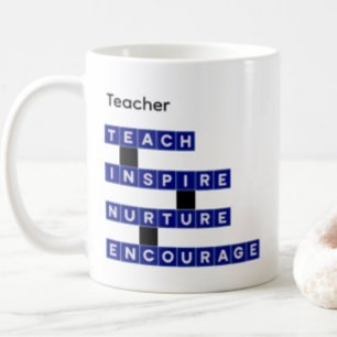 Taza De Café Valores de nombre personalizado del profesor azule