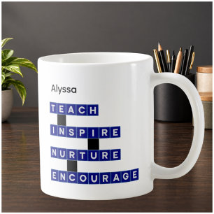 Taza De Café Valores del educador azul negro personalizados