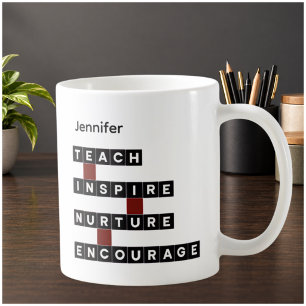 Taza De Café Valores del educador rojo negro personalizado